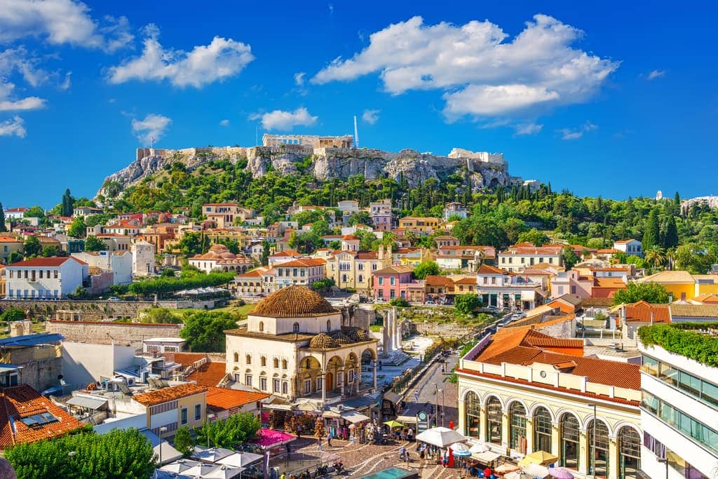 The iconic Parthenon atop the Acropolis in Athens