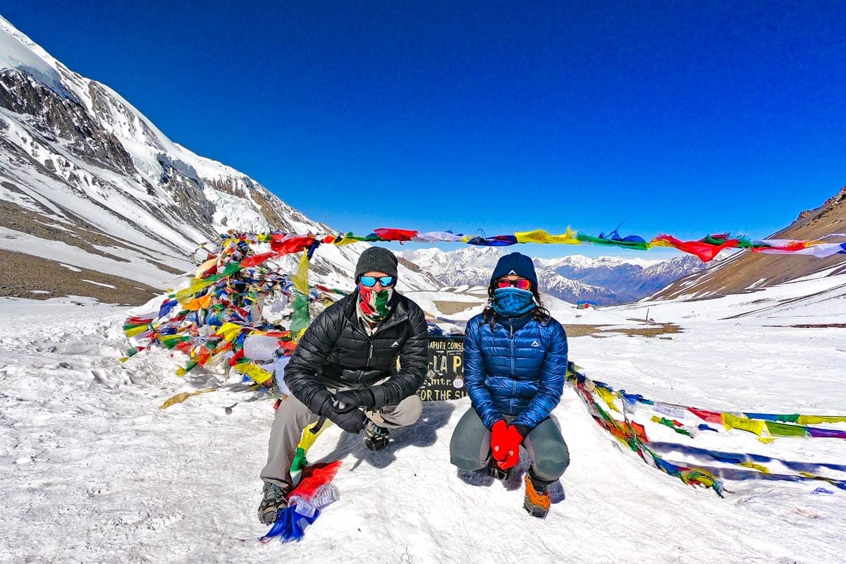 Panoramic view of the Himalayas along the Annapurna Circuit trek.