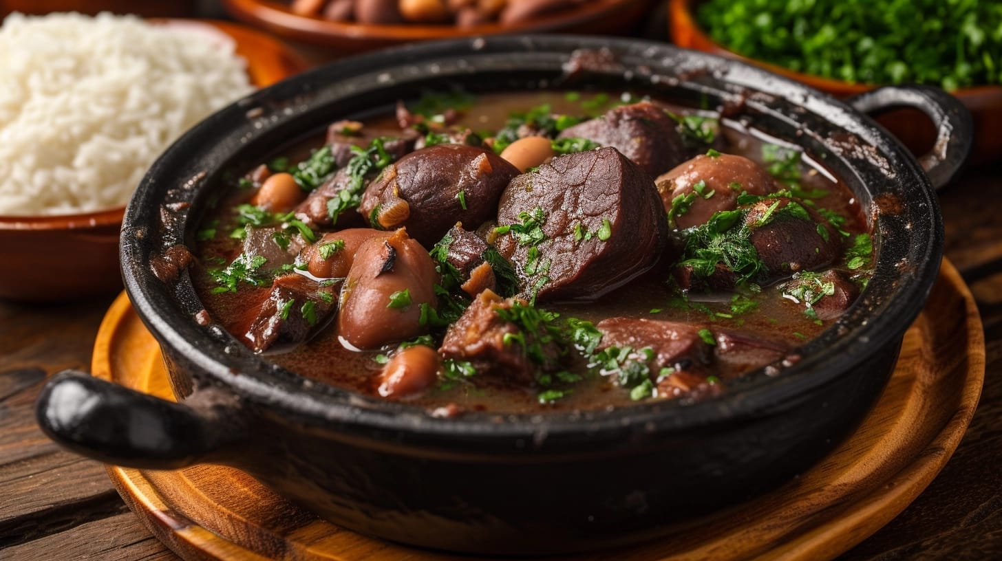 A rustic Dutch oven filled with tender braised short ribs simmering in a rich, flavorful sauce.