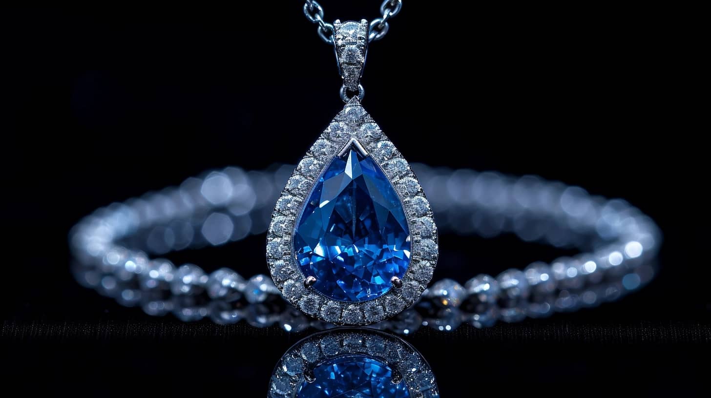 A close-up of a sterling silver waterdrop necklace, showcasing its delicate pendant and dainty chain.