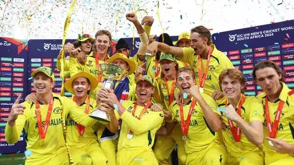 Action-packed moment during the U19 final between India and Australia Alt Text: "Intense cricketing action as India and Australia compete in the U19 final